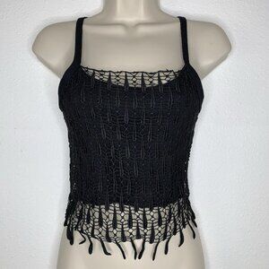Hyper Fem French BLACK LACE DROPLETS Tank Top Blouse BELLE AMIE Beach Club Cross